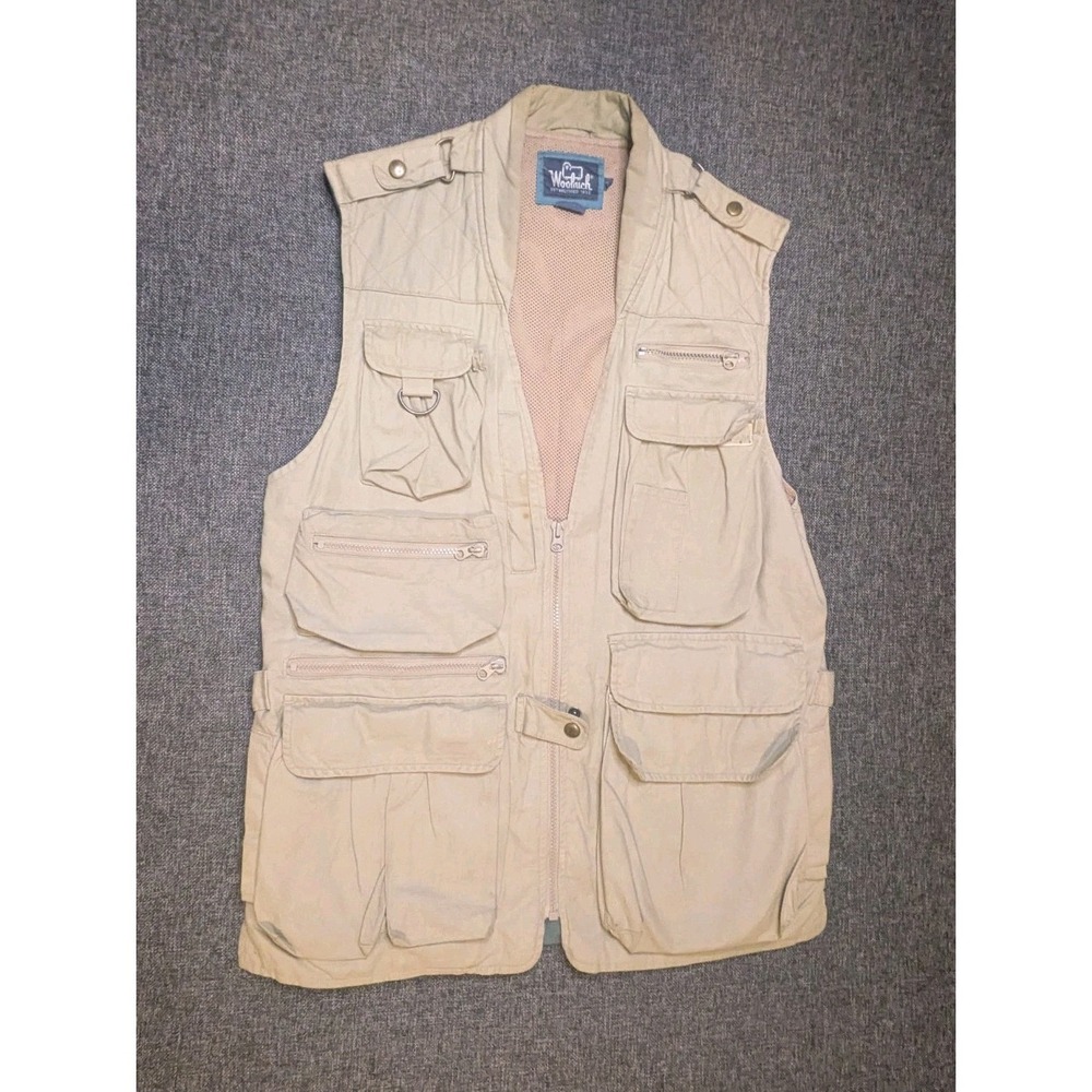 Vintage Woolrich Men's Medium Khaki Vest Vented Photography Fishing Tactical